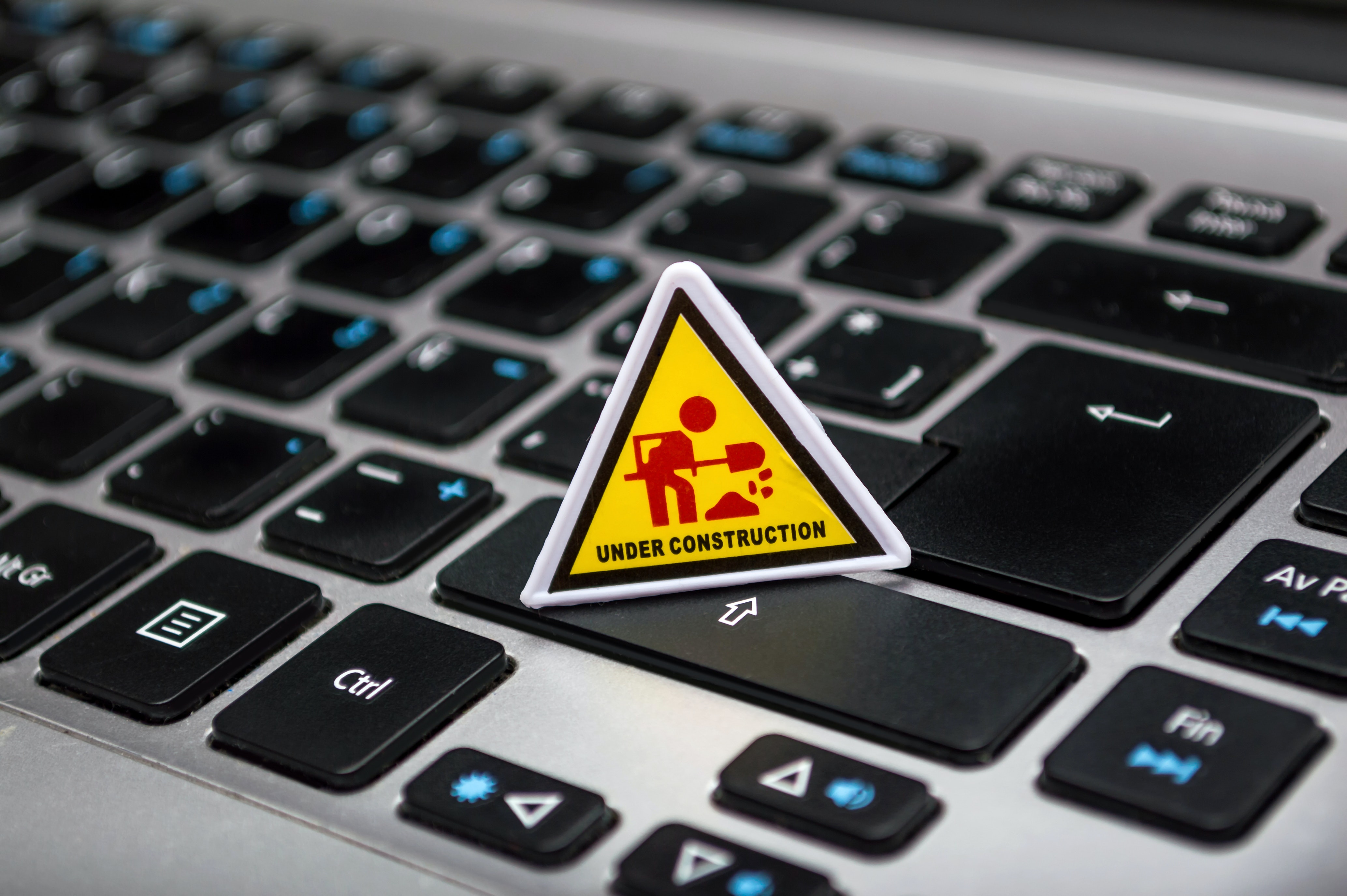 Under Construction sign on a keyboard