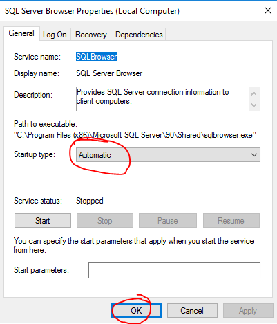 Set SQL Browser to autostart