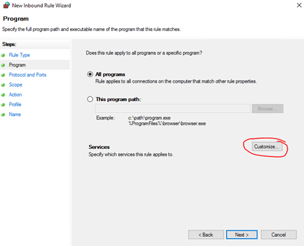 Customize firewall rule
