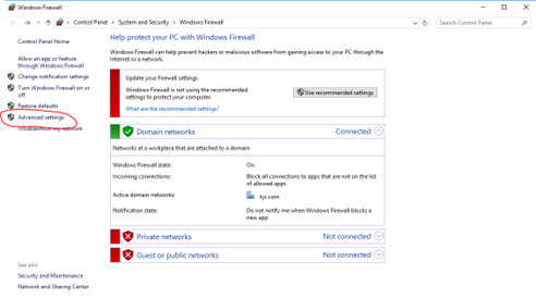 Windows Defender advanced settings