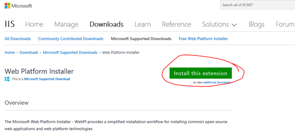 Install IIS Web Platform Installer