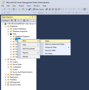 New Database Table