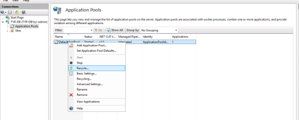 Recycle App pool