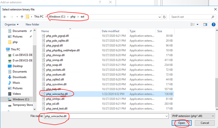 Select WinCache DLL